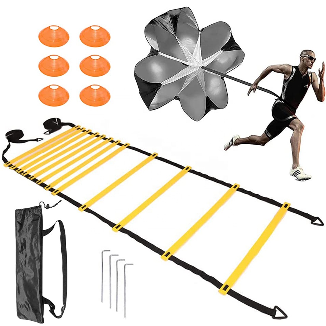 Adjustable Training Speed Ladder Agility Ladder With Black Carry Bag